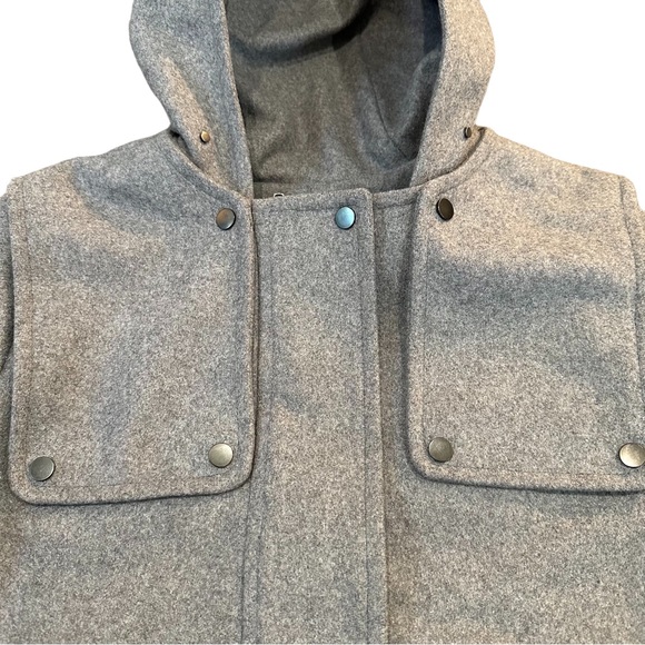 A.L.C. / HOODED WOOL-BLEND COAT / Grey / Small - Picture 13 of 16